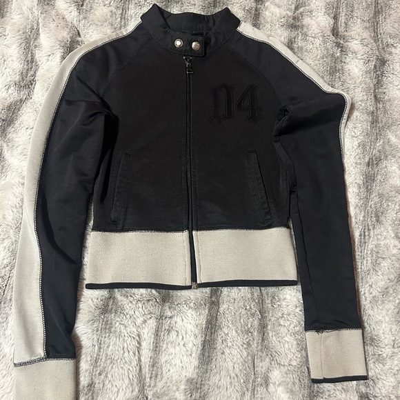 Guess Black Varsity Jacket with Stand-Up Collar - Picture 1 of 7
